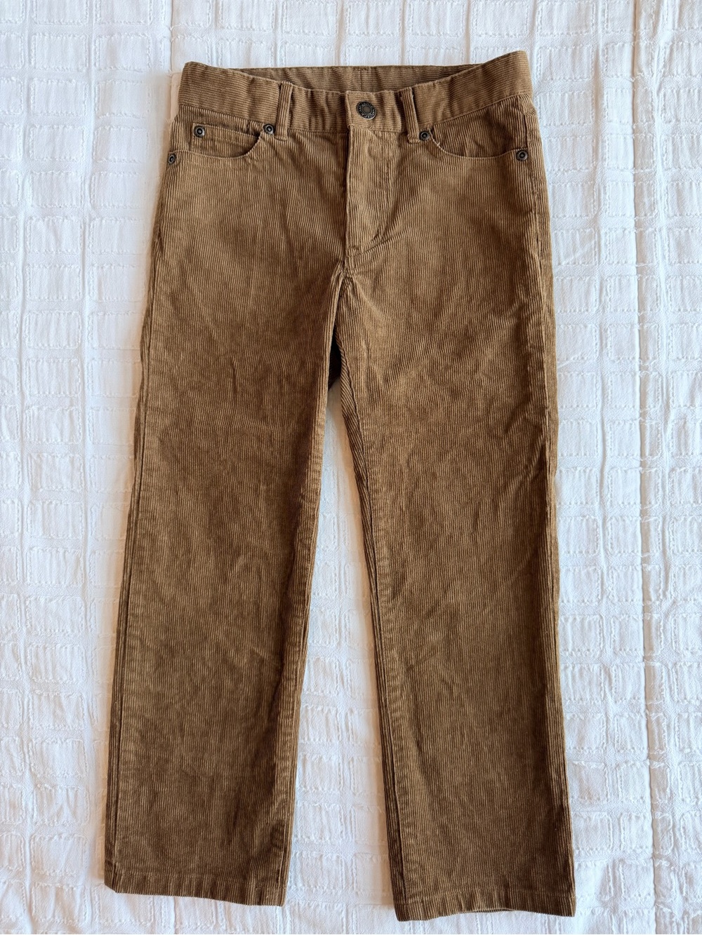 Janie and Jack Boys Size 6 Khaki Brown Corduroy Pants Adjustable Waist